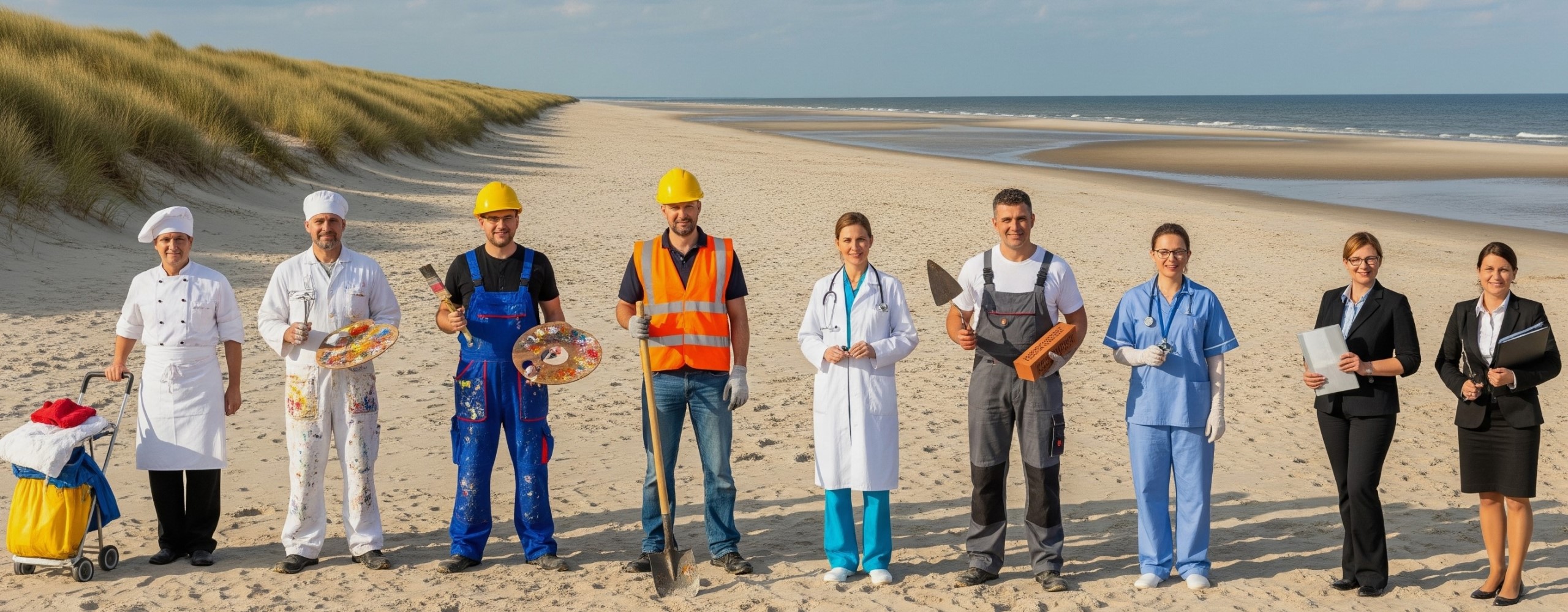 Hier sind Menschen aus verschiedenen Berufszweigen zu sehen.
