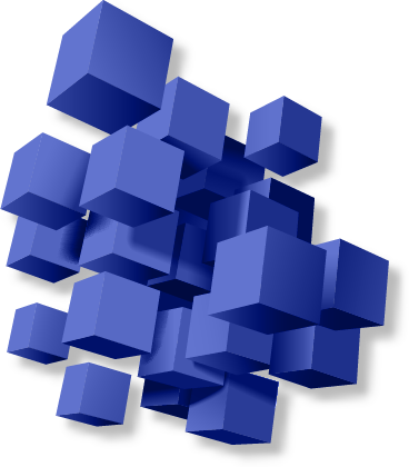 Mehrere blaue Würfel die ein Kollektiv bilden.