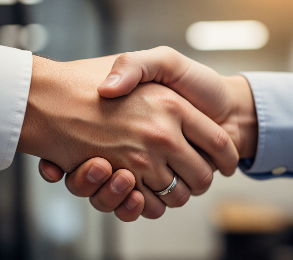 2 Hände die einen Handschlag durchführen.