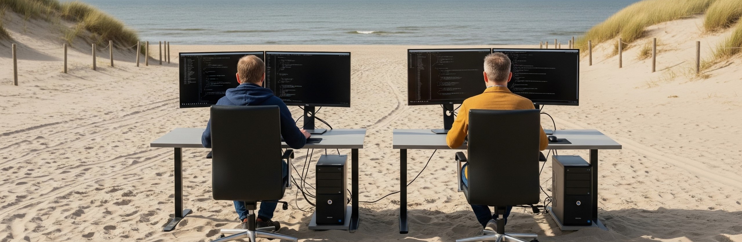 Mehrere Bildschirme die die Erstellung einer hochwertigen Homepage darstellen. Der Webseiteninhalt wird dabei in einem CMS eingepflegt.